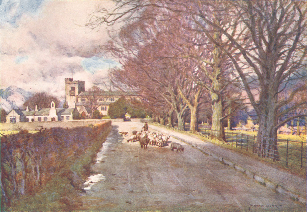 CUMBRIA. Lake district. Crosthwaite Church, Keswick 1908 old antique print